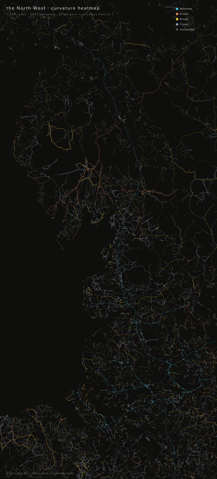 Curvature heatmap of the North West