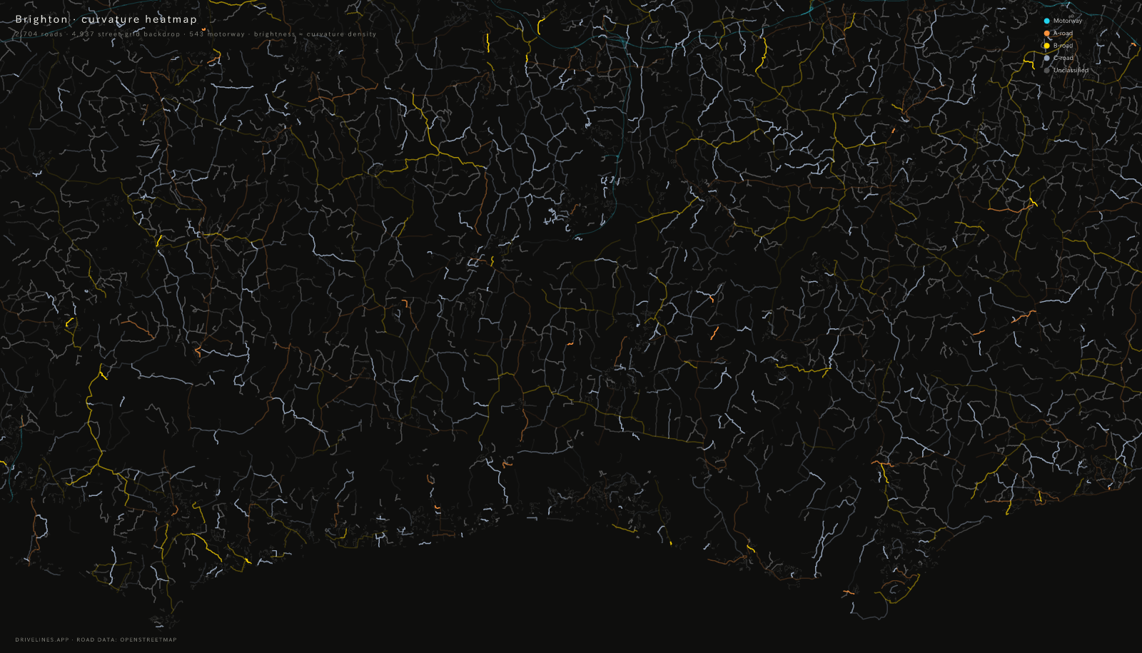 Curvature heatmap of Brighton