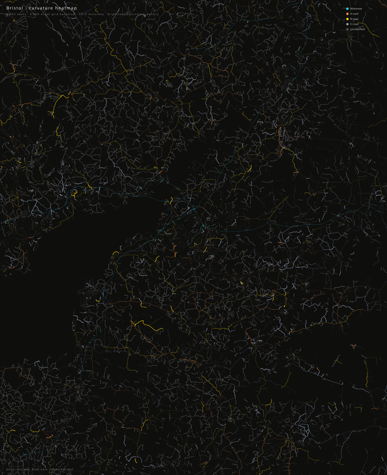 Curvature heatmap of Bristol