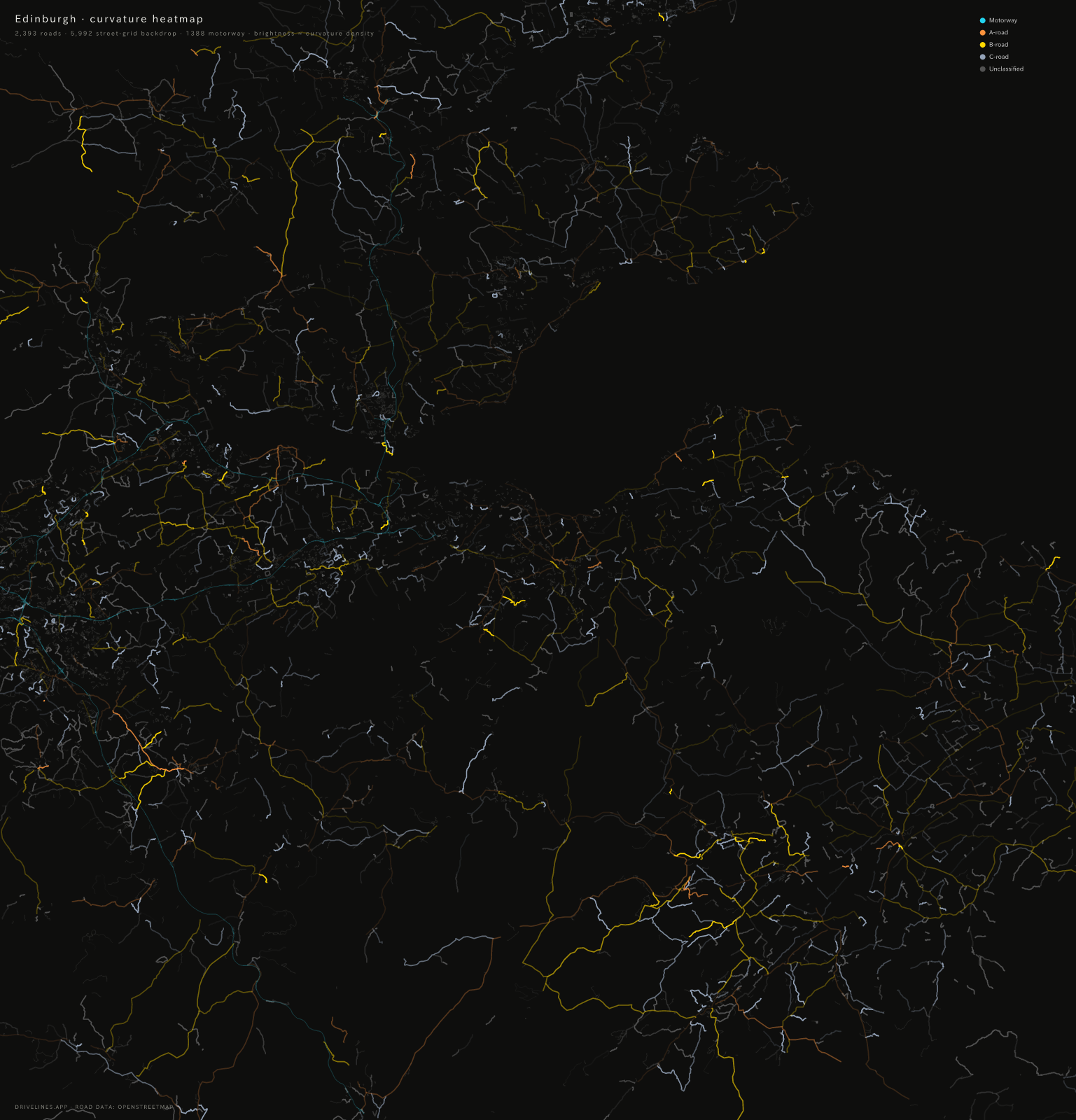 Curvature heatmap of Edinburgh