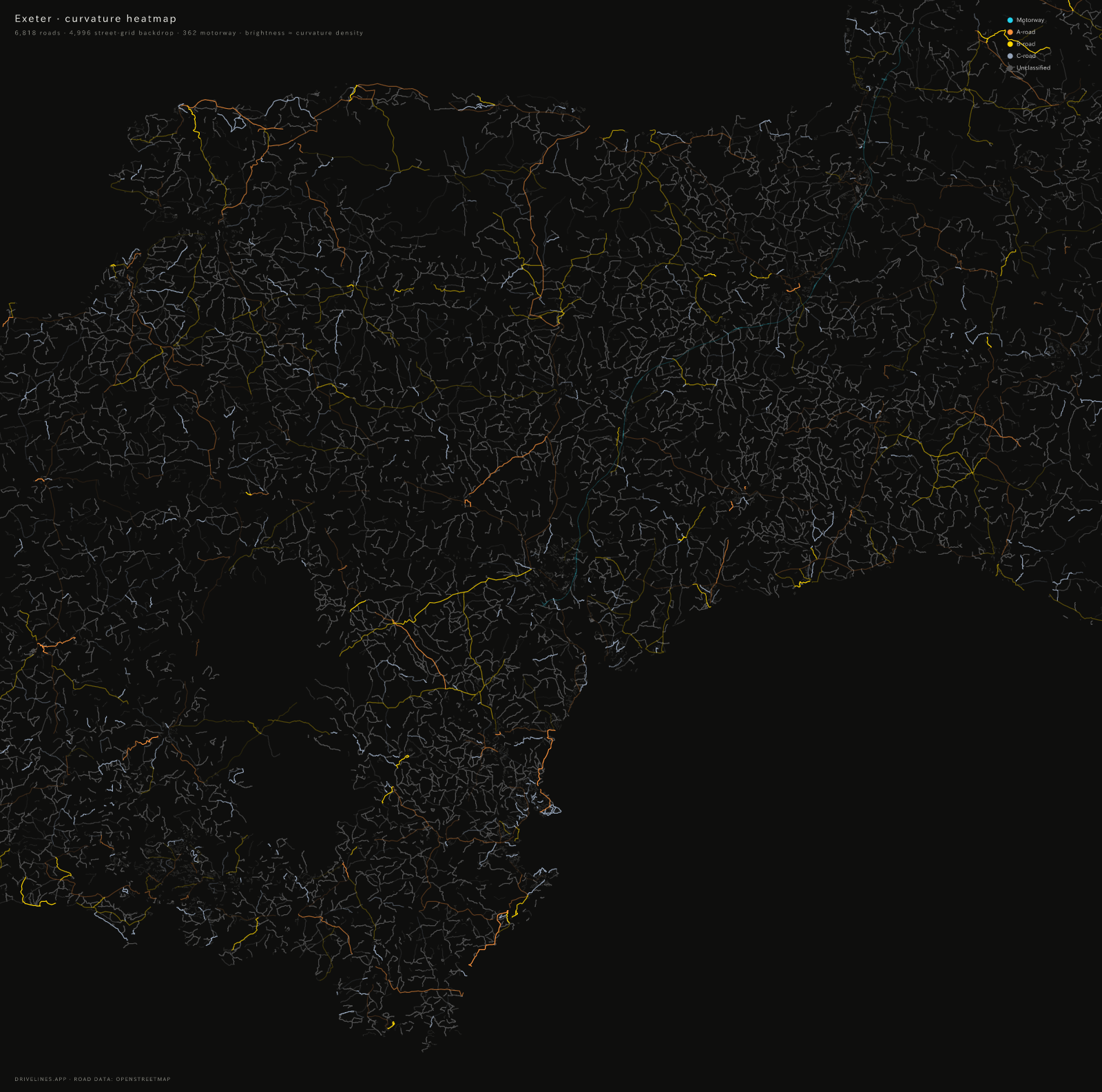 Curvature heatmap of Exeter