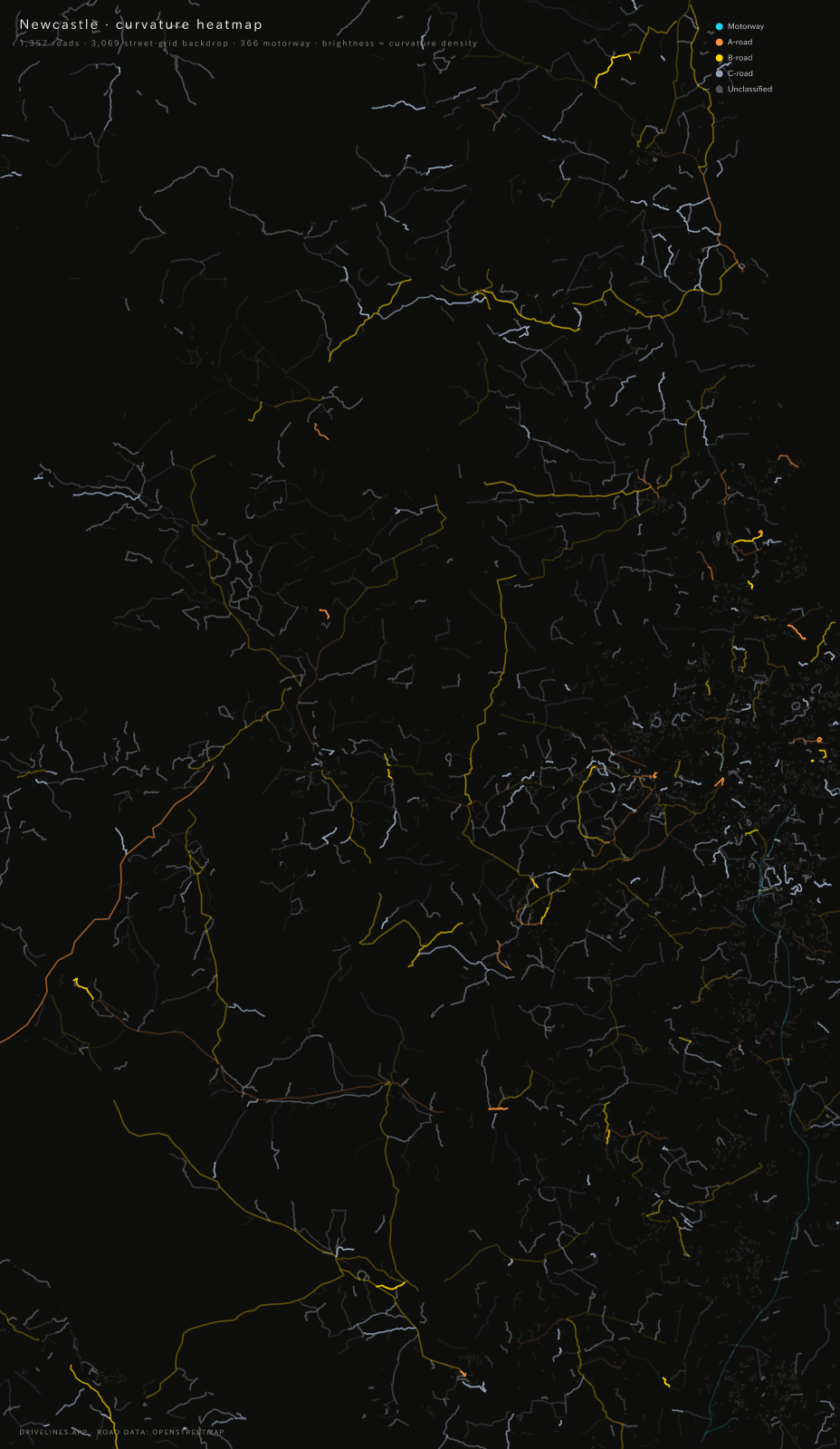 Curvature heatmap of Newcastle